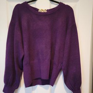 INC Purple Long Sleeve Sweater with Keyhole Chain in back; size XL